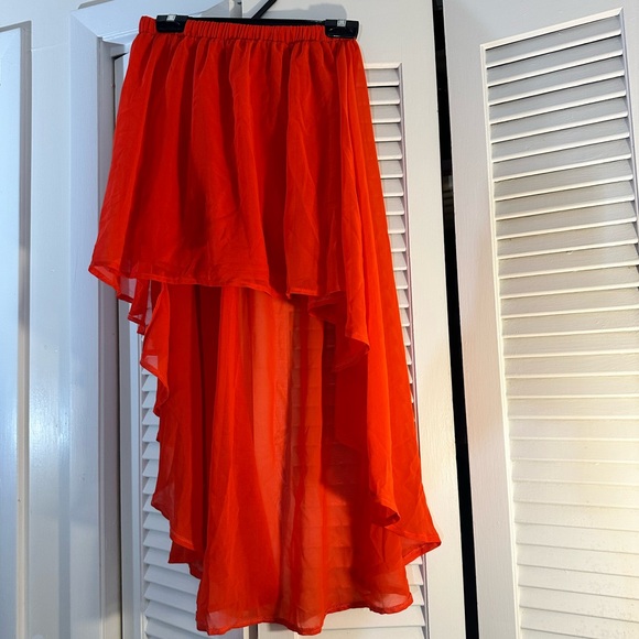 High Low Red Skirt - Picture 2 of 4